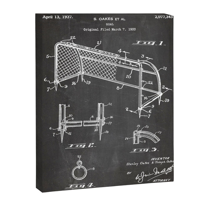 Soccer Patent - Soccer Goal Art - Black Chalkboard Canvas Print Gallery Image 1