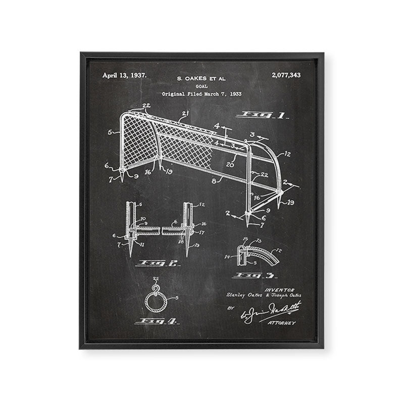 Soccer Patent - Soccer Goal Art - Black Chalkboard Framed Canvas Print Gallery Image 8