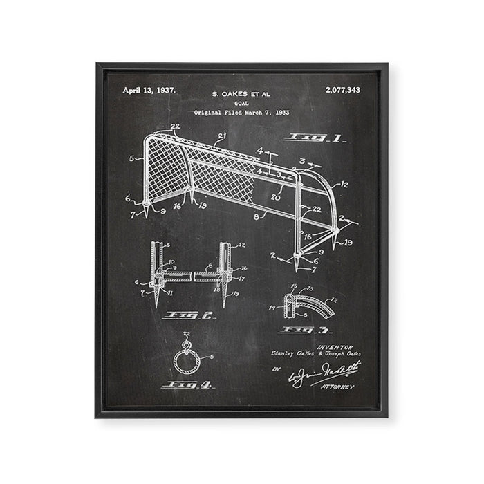 Soccer Patent - Soccer Goal Art - Black Chalkboard Framed Canvas Print Gallery Image 1