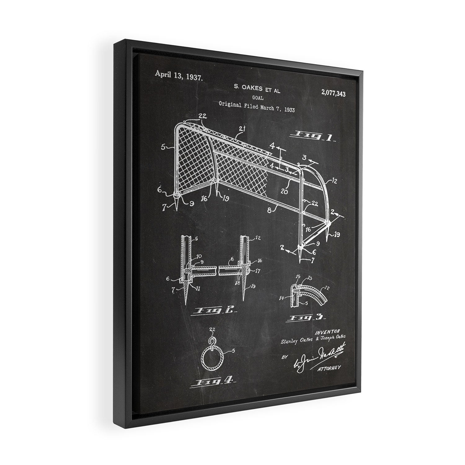 Soccer Patent - Soccer Goal Art - Black Chalkboard Framed Canvas Print Gallery Image 2