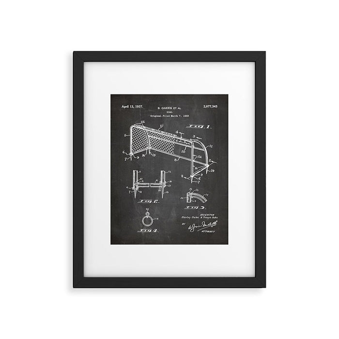 Soccer Patent - Soccer Goal Art - Black Chalkboard Framed Art Print Gallery Image 1