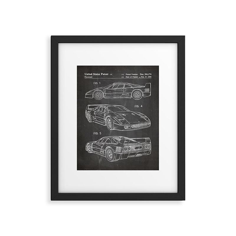 Supercar Sports Car Patent - Car Fan Classic Car Art - Black Chalkboard Framed Art Print Gallery Image 6