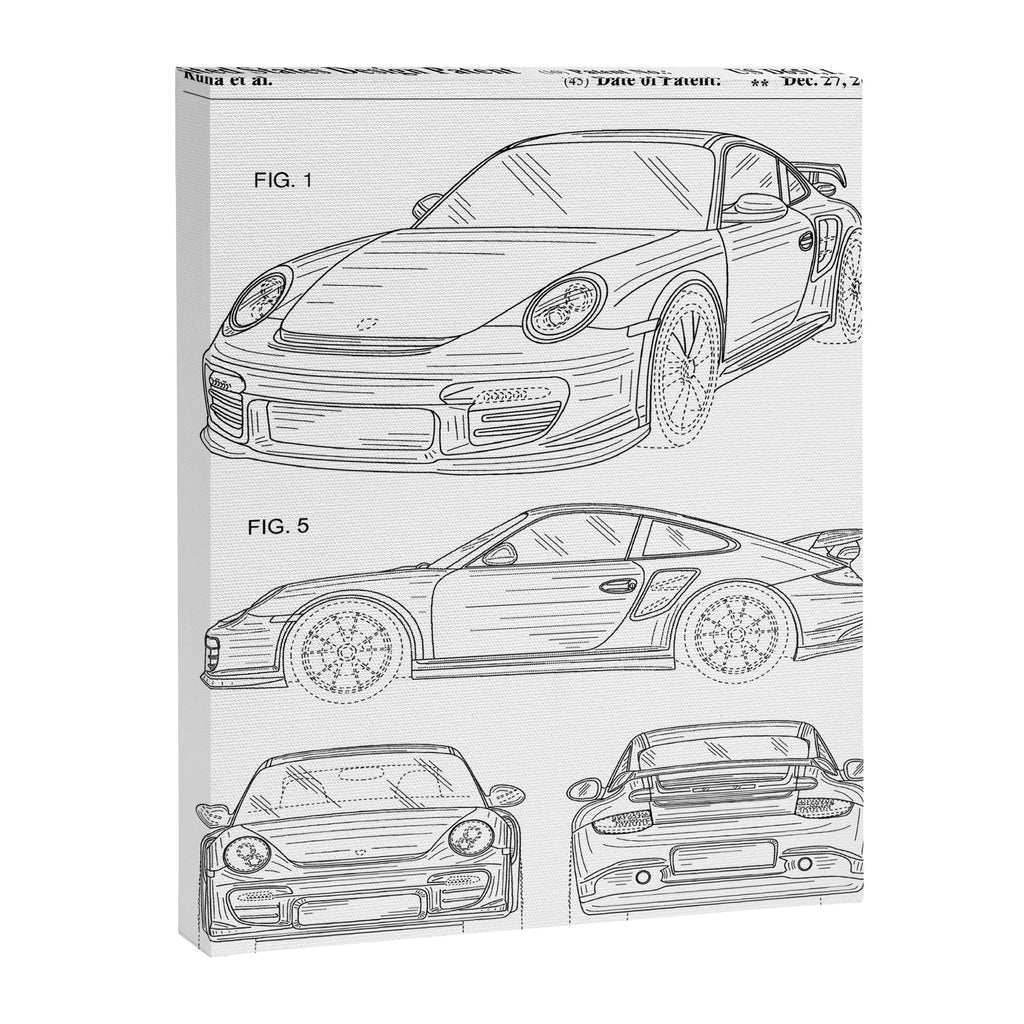 Supercar Sports Car Patent - Car Lover Classic Car Art - White Canvas Print Gallery Image 8
