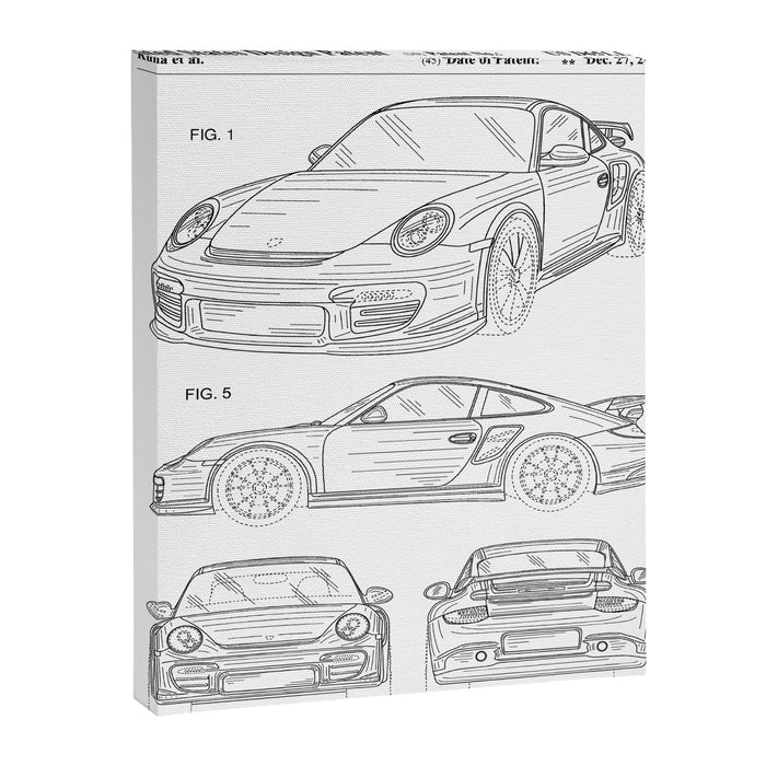 Supercar Sports Car Patent - Car Lover Classic Car Art - White Canvas Print Gallery Image 1