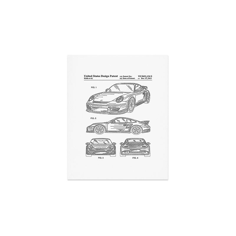 Supercar Sports Car Patent - Car Lover Classic Car Art - White Art Print Gallery Image 1