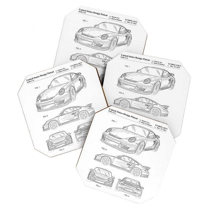 Supercar Sports Car Patent - Car Lover Classic Car Art - White Coaster Gallery Image 1