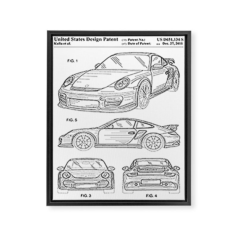 Supercar Sports Car Patent - Car Lover Classic Car Art - White Framed Canvas Print Gallery Image 8
