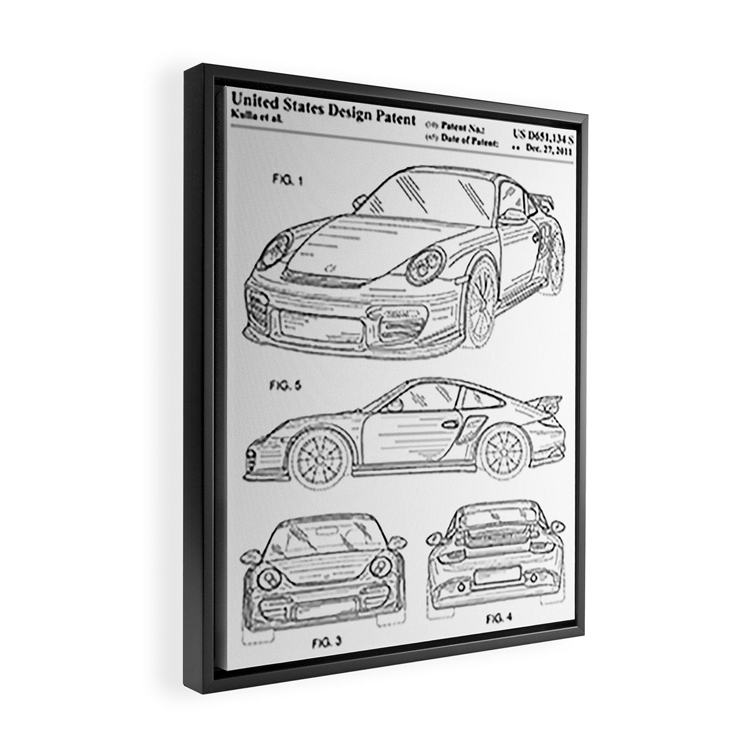 Supercar Sports Car Patent - Car Lover Classic Car Art - White Framed Canvas Print Gallery Image 2