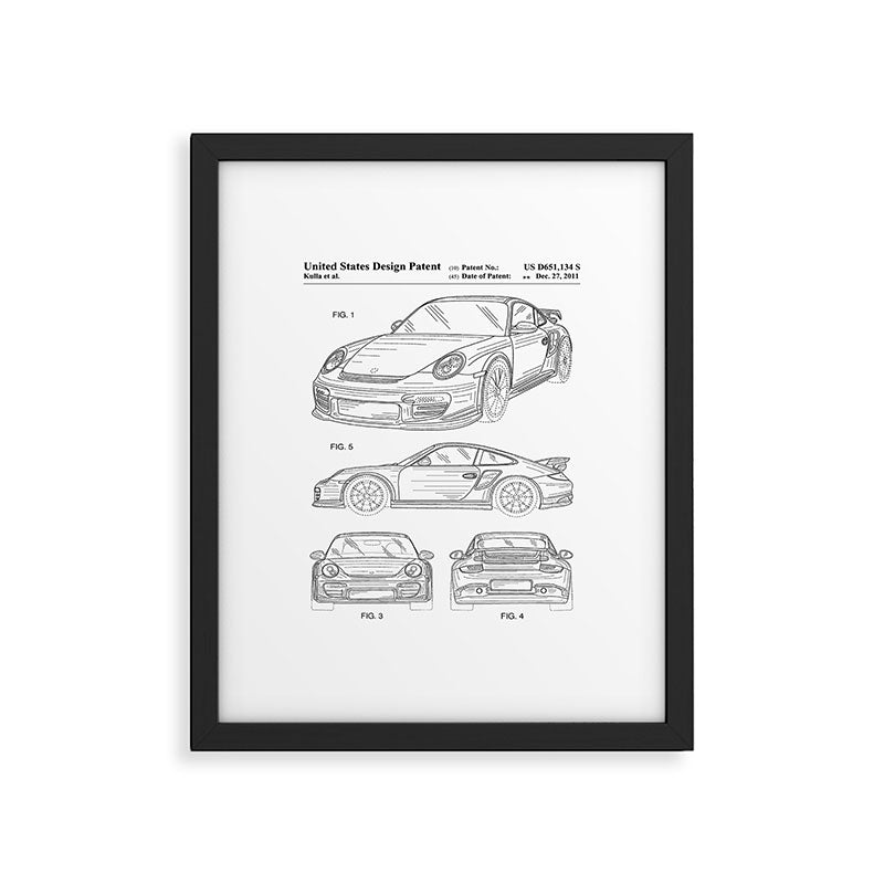 Supercar Sports Car Patent - Car Lover Classic Car Art - White Framed Art Print Gallery Image 6