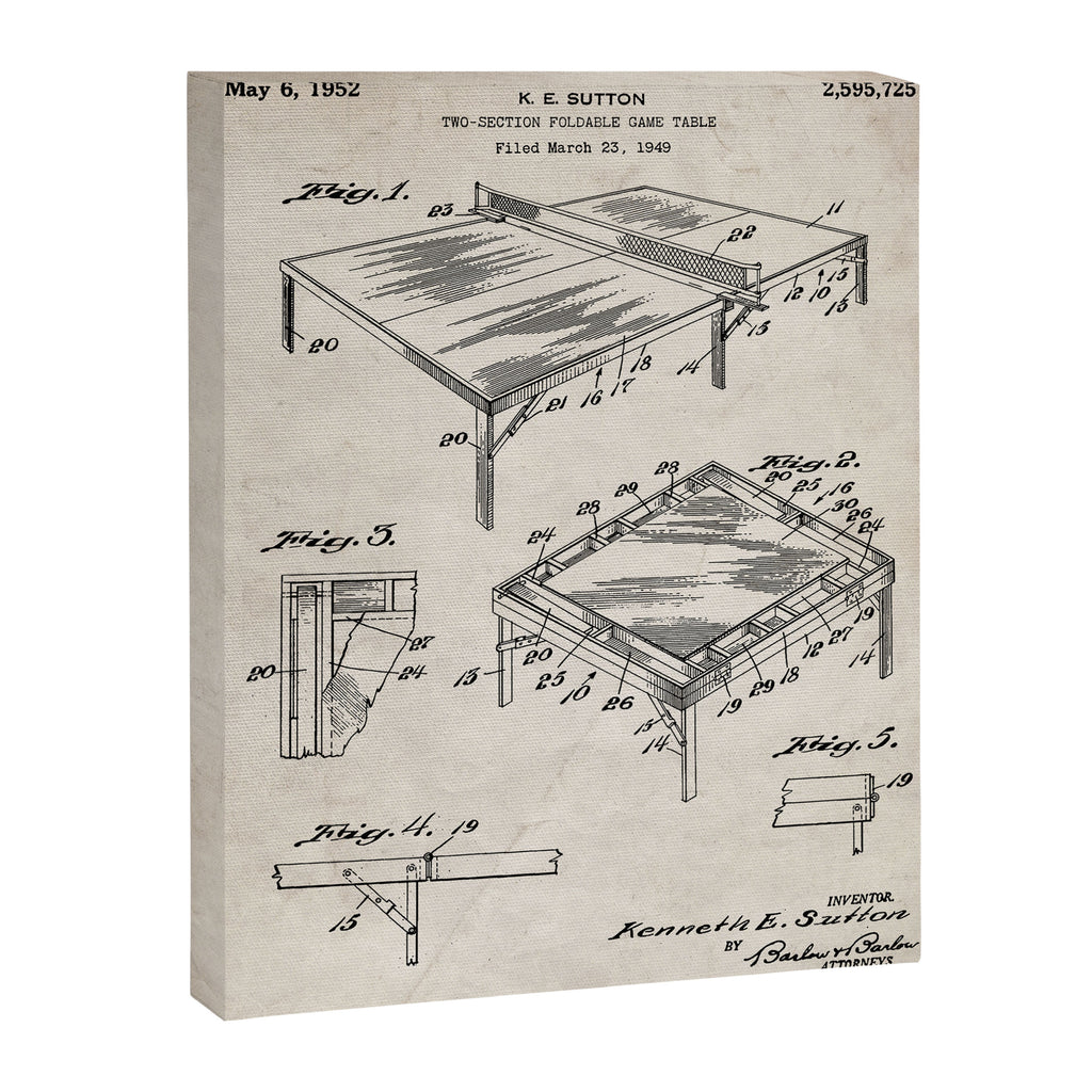Table Tennis Patent - Tennis Art - Antique Canvas Print Gallery Image 8