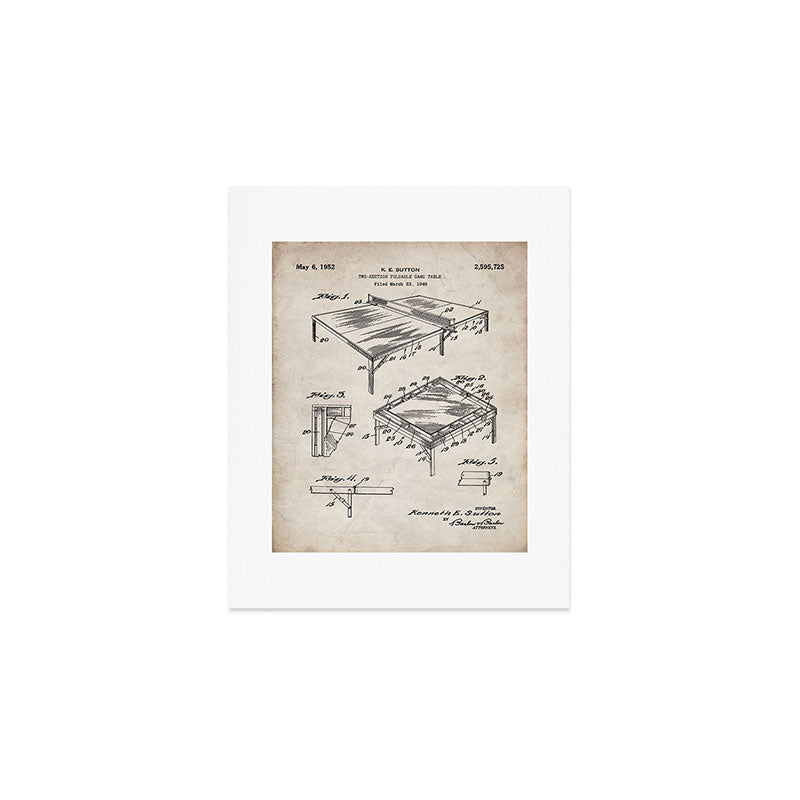 Table Tennis Patent - Tennis Art - Antique Art Print Gallery Image 1