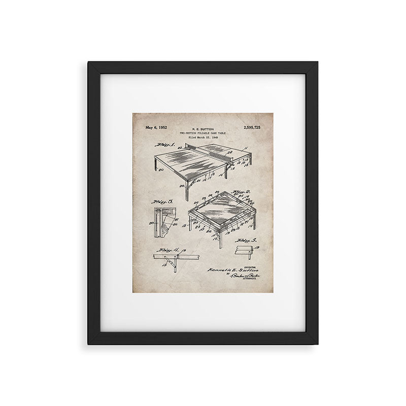 Table Tennis Patent - Tennis Art - Antique Framed Art Print Gallery Image 4