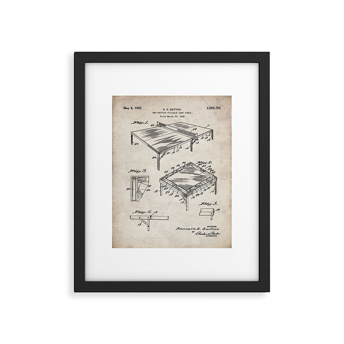 Table Tennis Patent - Tennis Art - Antique Framed Art Print Gallery Image 1