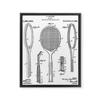 Tennis Racket Patent - Tennis Lover Coach Player Fan Art - White Framed Canvas Print Gallery Image 8