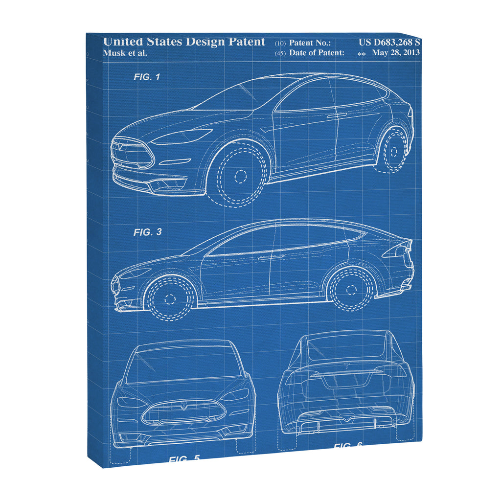 Tesla Model S Patent - Tesla Art - Blueprint Canvas Print Gallery Image 6