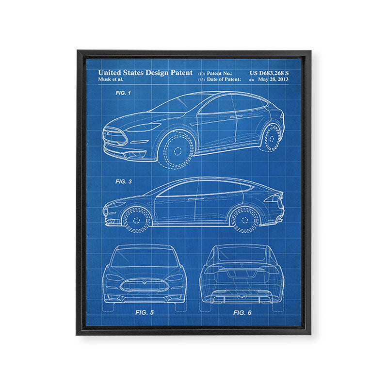 Tesla Model S Patent - Tesla Art - Blueprint Framed Canvas Print Gallery Image 6