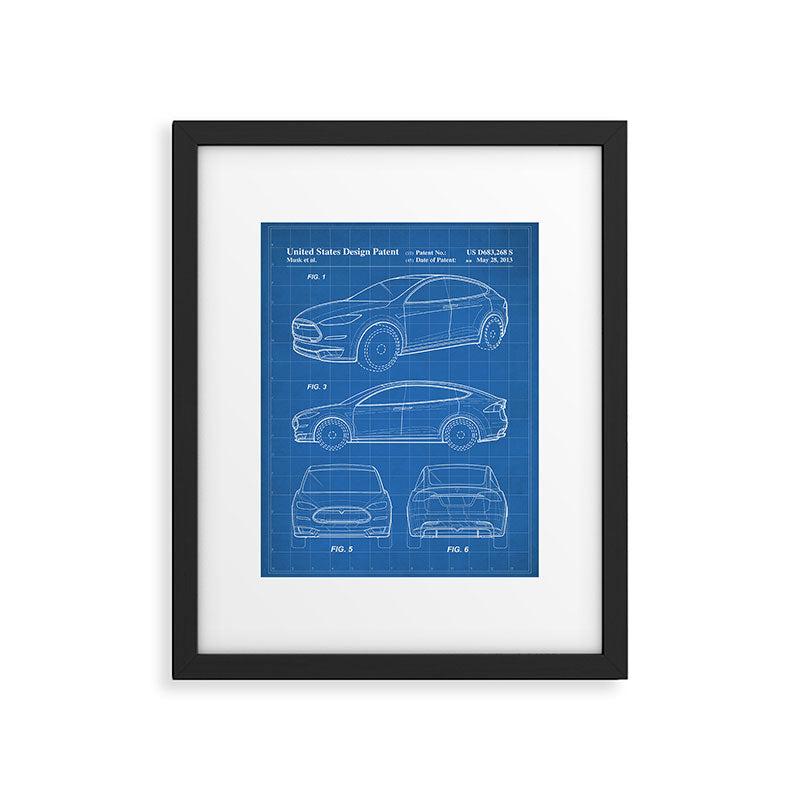 Tesla Model S Patent - Tesla Art - Blueprint Framed Art Print Gallery Image 5