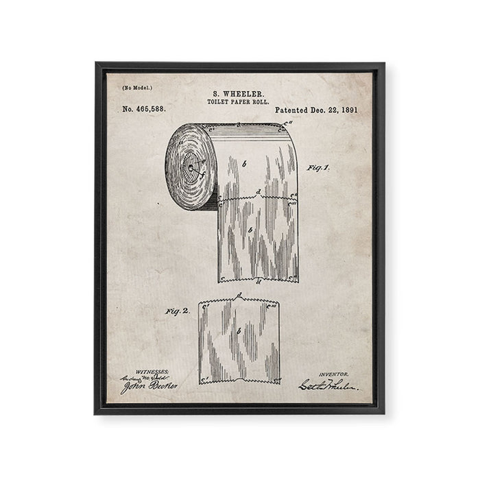 Toilet Paper Patent - Bathroom Art - Antique Framed Canvas Print Gallery Image 1
