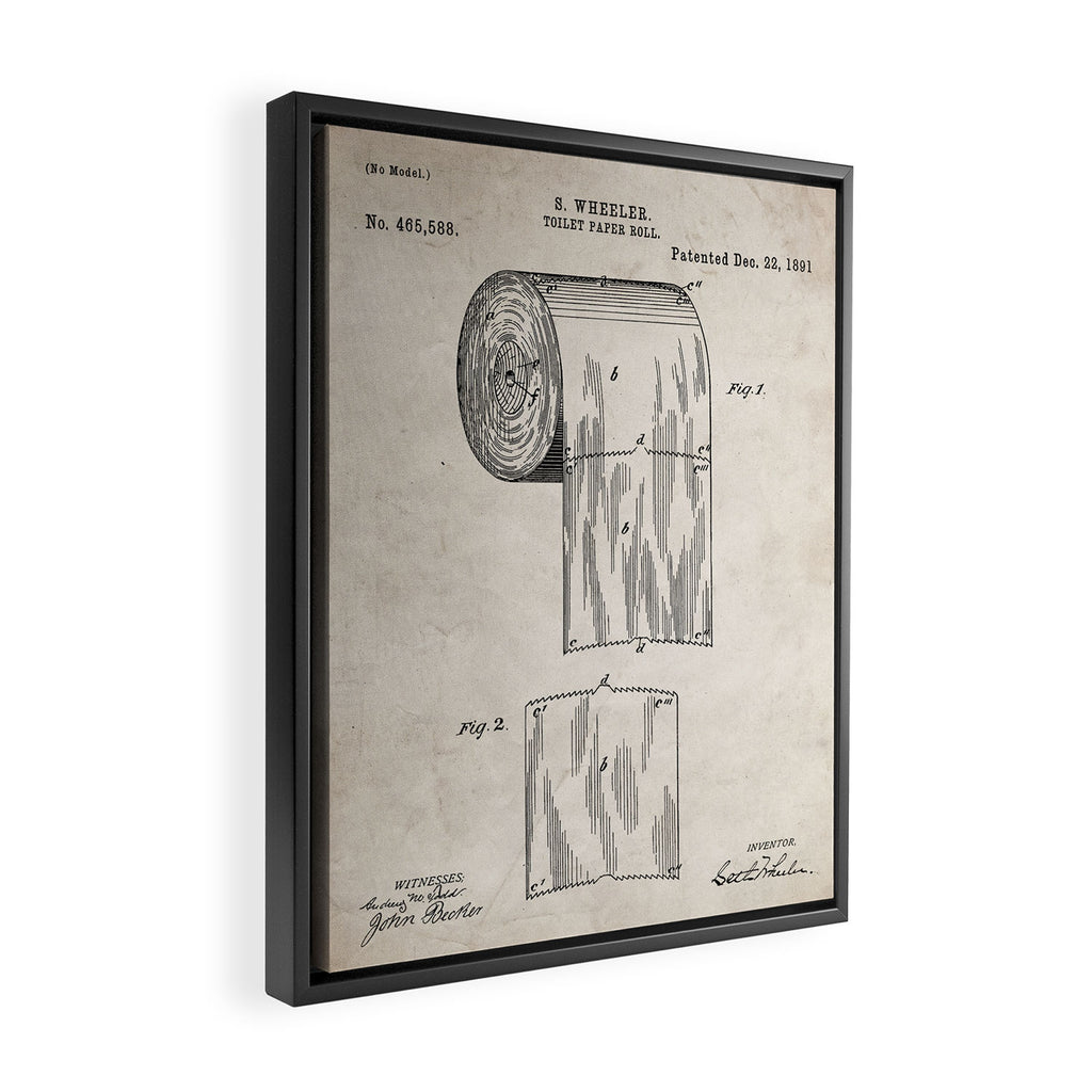 Toilet Paper Patent - Bathroom Art - Antique Framed Canvas Print Gallery Image 2