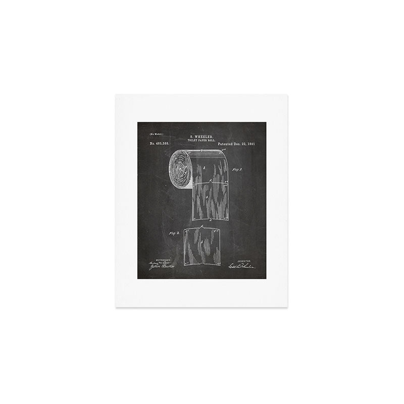 Toilet Paper Patent - Bathroom Art - Black Chalkboard Art Print Gallery Image 1