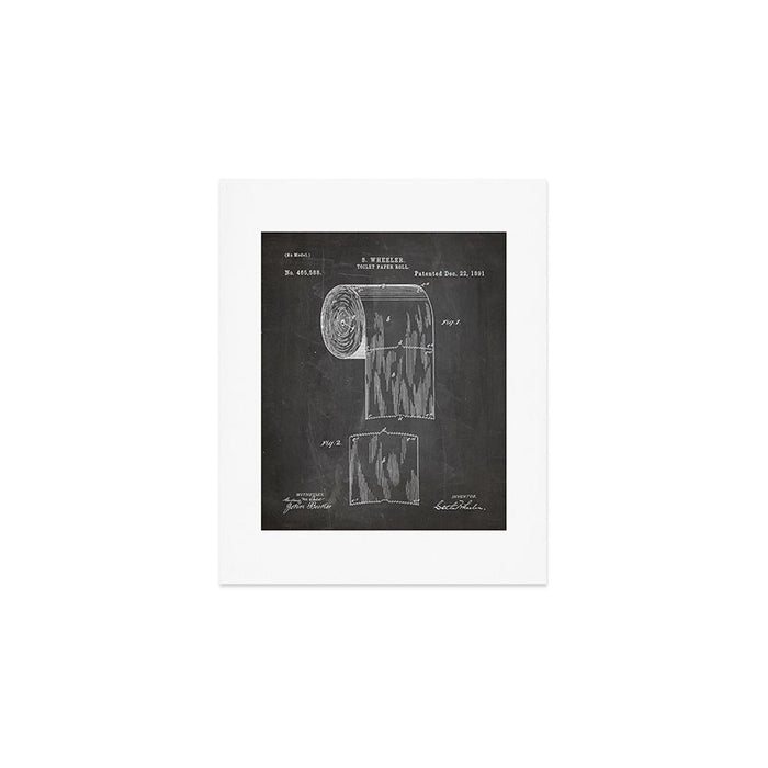 Toilet Paper Patent - Bathroom Art - Black Chalkboard Art Print Gallery Image 1