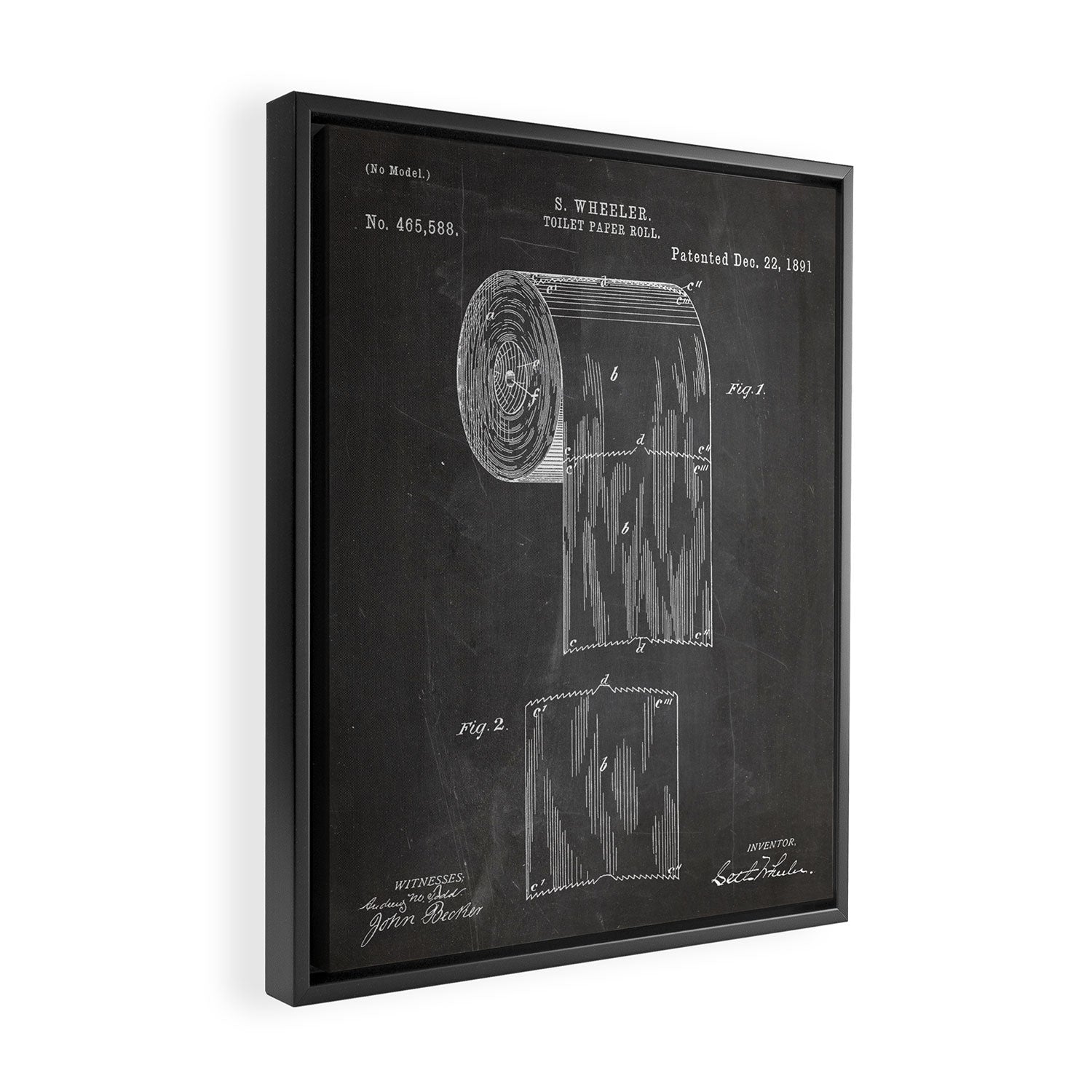 Toilet Paper Patent - Bathroom Art - Black Chalkboard Framed Canvas Print Gallery Image 2