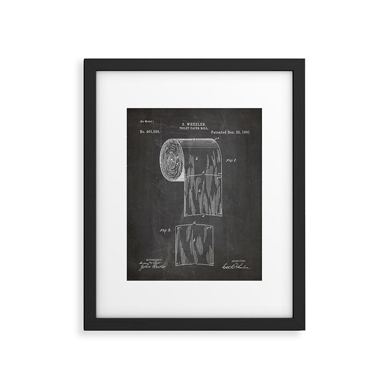 Toilet Paper Patent - Bathroom Art - Black Chalkboard Framed Art Print Gallery Image 4