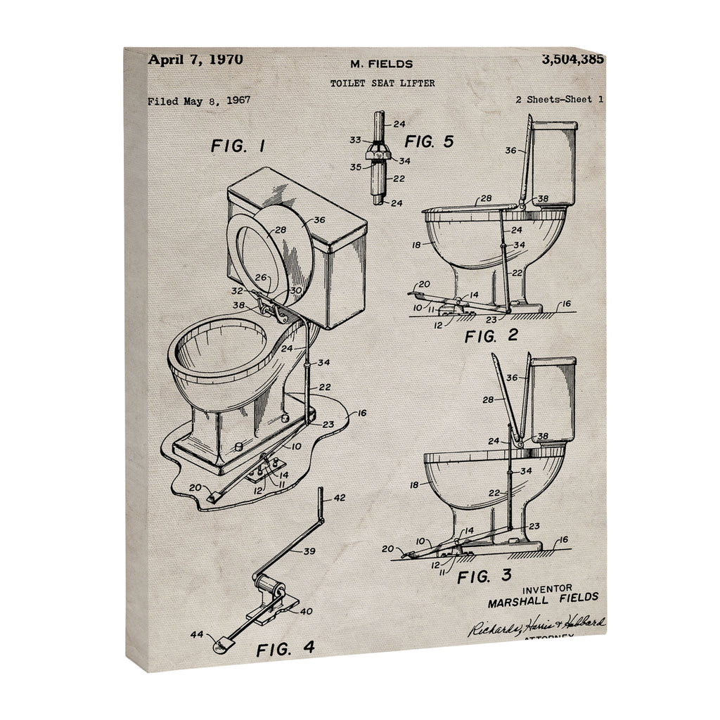 Toilet Seat Patent - Housewarming Bathroom Art - Antique Canvas Print Gallery Image 8