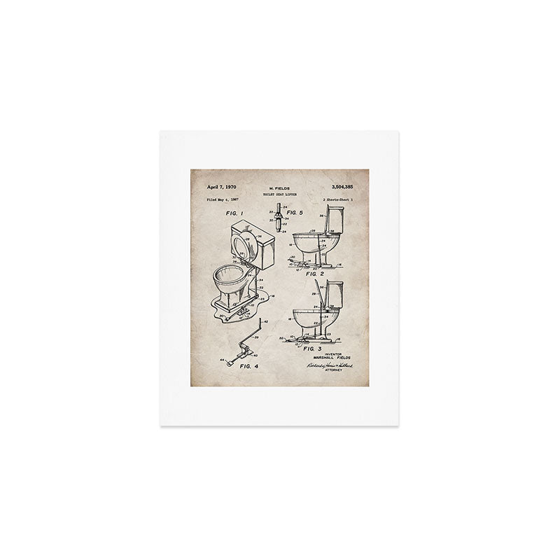 Toilet Seat Patent - Housewarming Bathroom Art - Antique Art Print Gallery Image 1