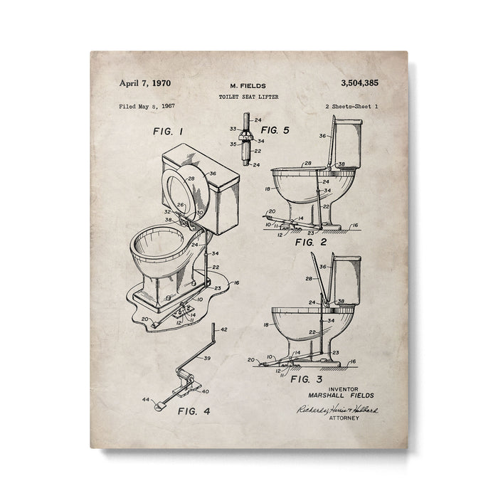 Toilet Seat Patent - Housewarming Bathroom Art - Antique Metal Print Gallery Image 1