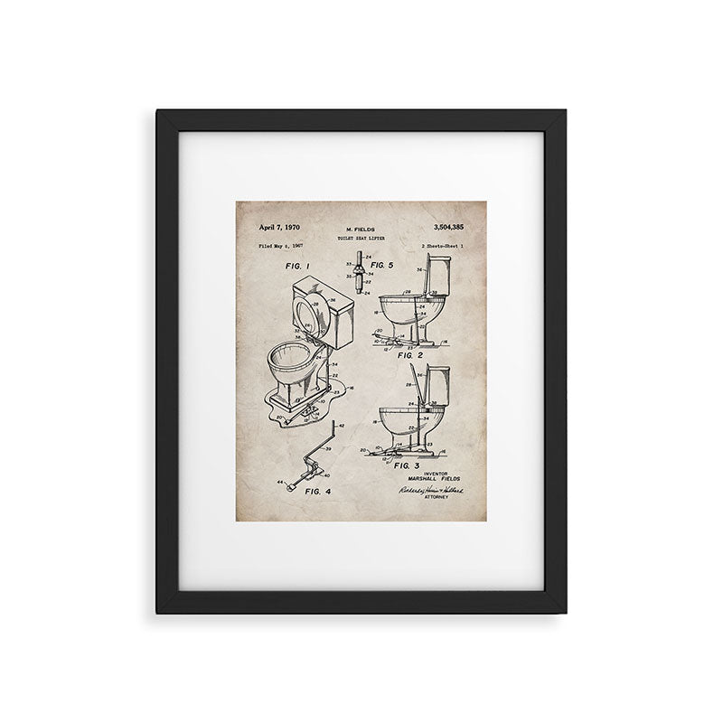 Toilet Seat Patent - Housewarming Bathroom Art - Antique Framed Art Print Gallery Image 4
