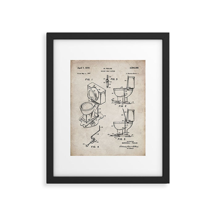 Toilet Seat Patent - Housewarming Bathroom Art - Antique Framed Art Print Gallery Image 1
