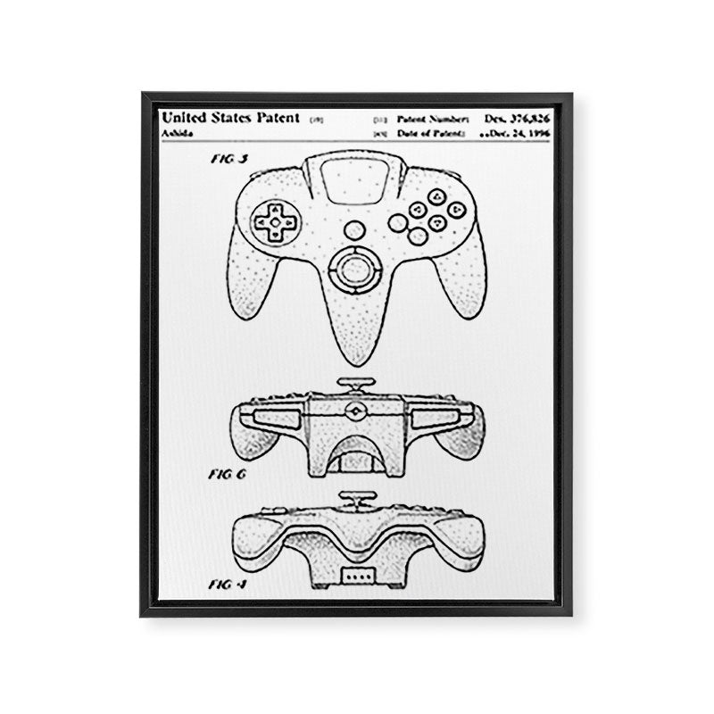 Video Game Controller Patent - Retro Gaming Game Room Art - White Framed Canvas Print Gallery Image 8