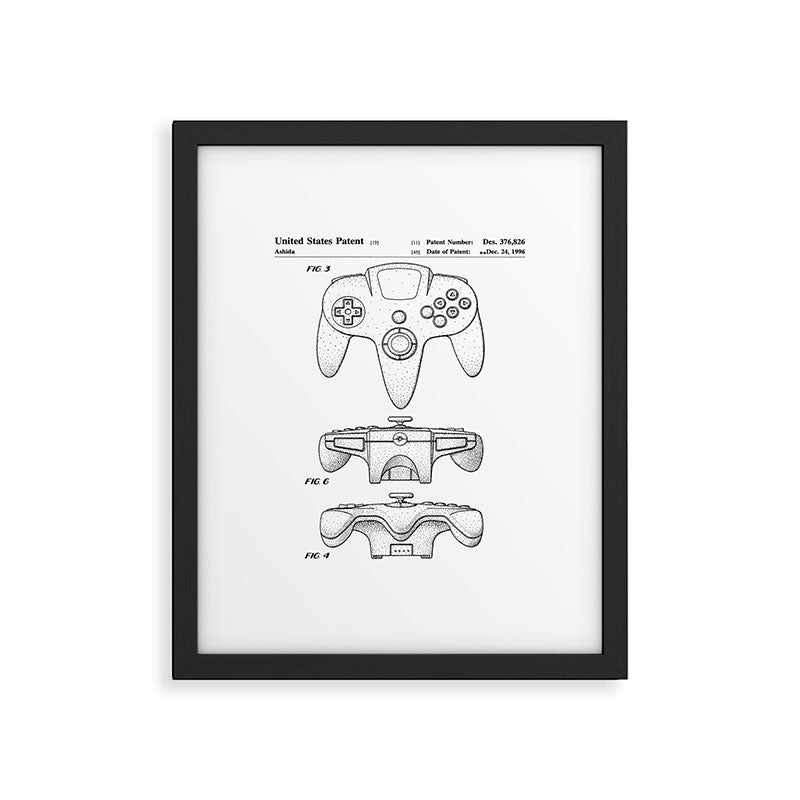 Video Game Controller Patent - Retro Gaming Game Room Art - White Framed Art Print Gallery Image 6