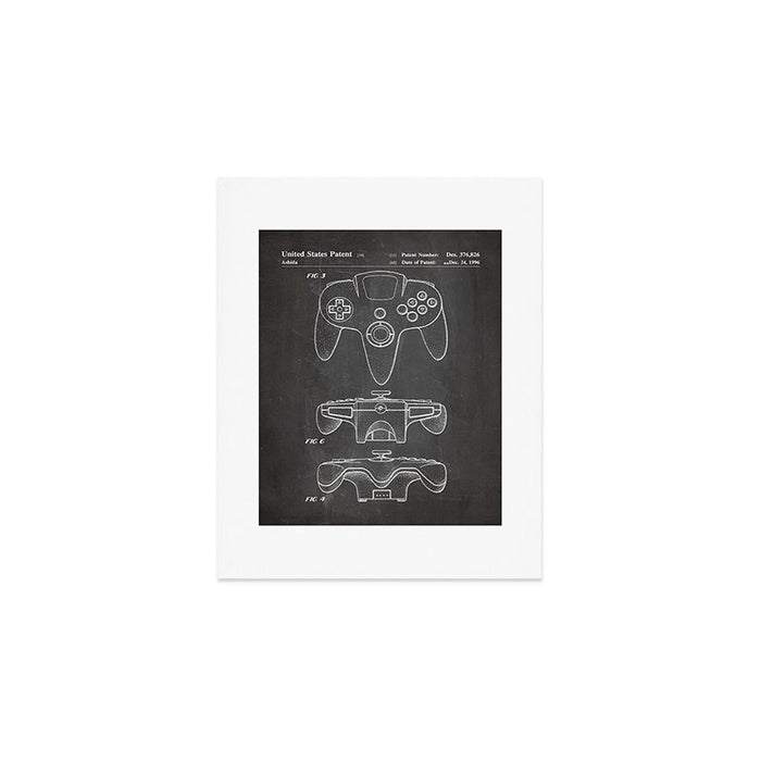 Video Game Controller Patent - Retro Gaming Game Room Art - Black Chalkboard Art Print Gallery Image 1
