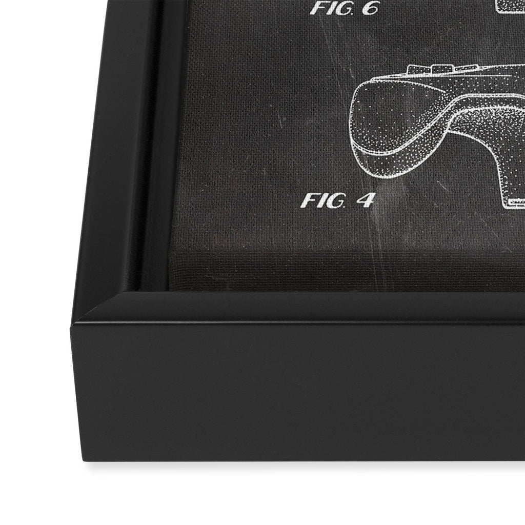 Video Game Controller Patent - Retro Gaming Game Room Art - Black Chalkboard Framed Canvas Print Gallery Image 3