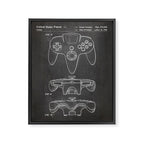 Video Game Controller Patent - Retro Gaming Game Room Art - Black Chalkboard Framed Canvas Print Gallery Image 8