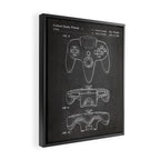 Video Game Controller Patent - Retro Gaming Game Room Art - Black Chalkboard Framed Canvas Print Gallery Image 2