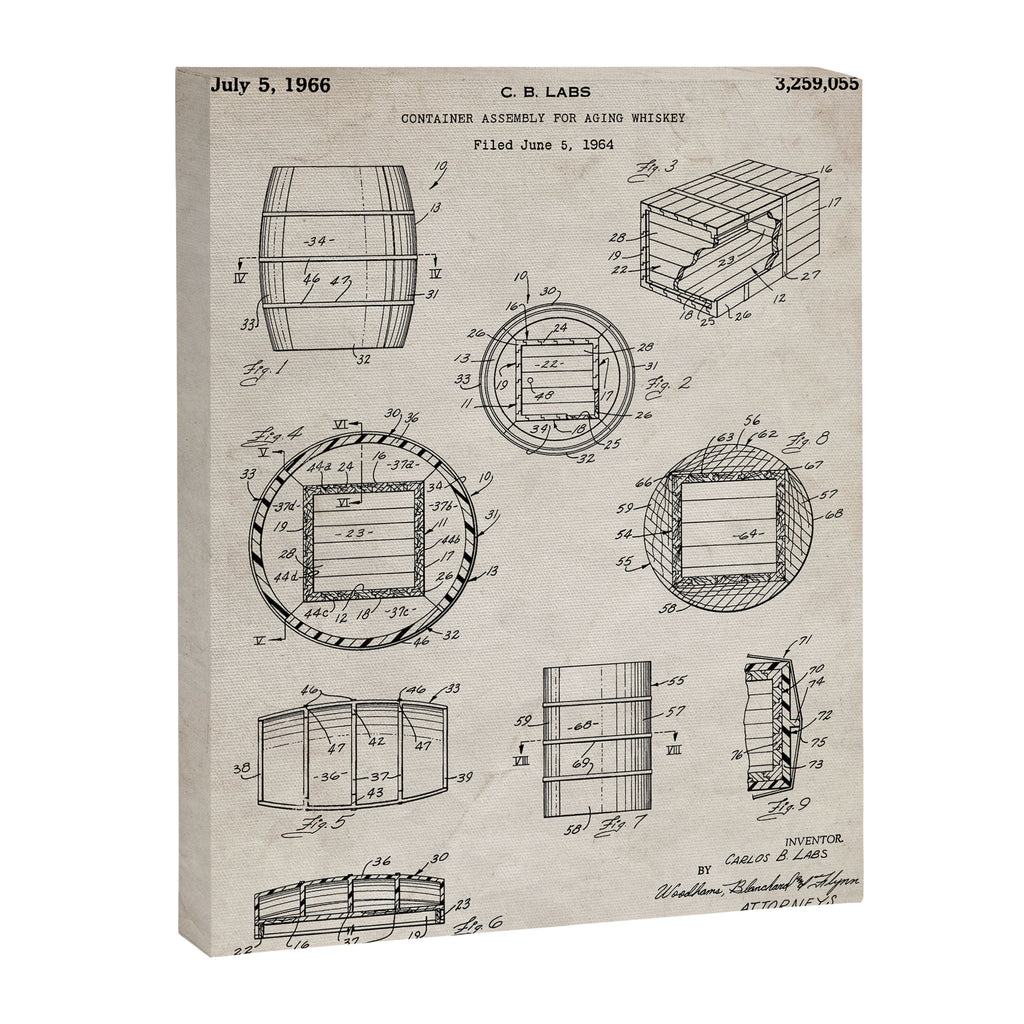 Whisky Barrel Patent - Whisky Art - Antique Canvas Print Gallery Image 8