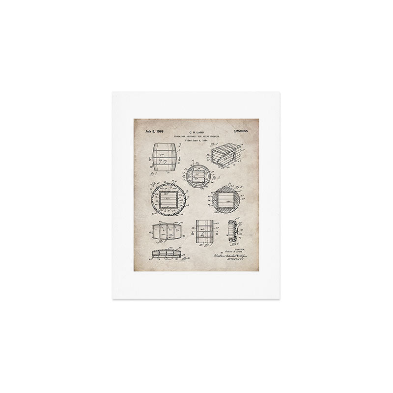 Whisky Barrel Patent - Whisky Art - Antique Art Print Gallery Image 1