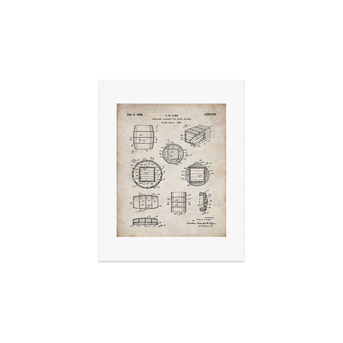Whisky Barrel Patent - Whisky Art - Antique Art Print Gallery Image 1