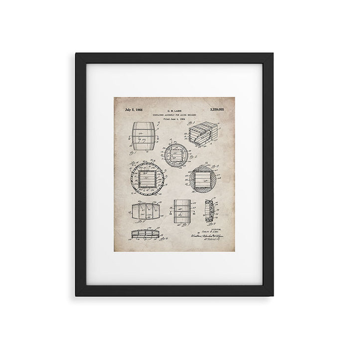 Whisky Barrel Patent - Whisky Art - Antique Framed Art Print Gallery Image 1