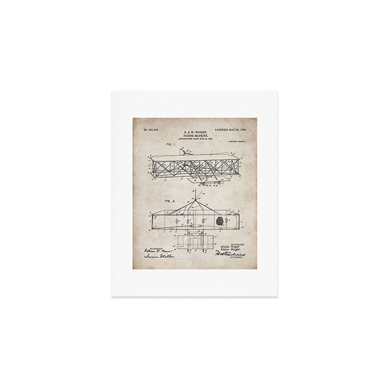 Wright Brother's Airplane Patent - Aviation History Art - Antique Art Print Gallery Image 1
