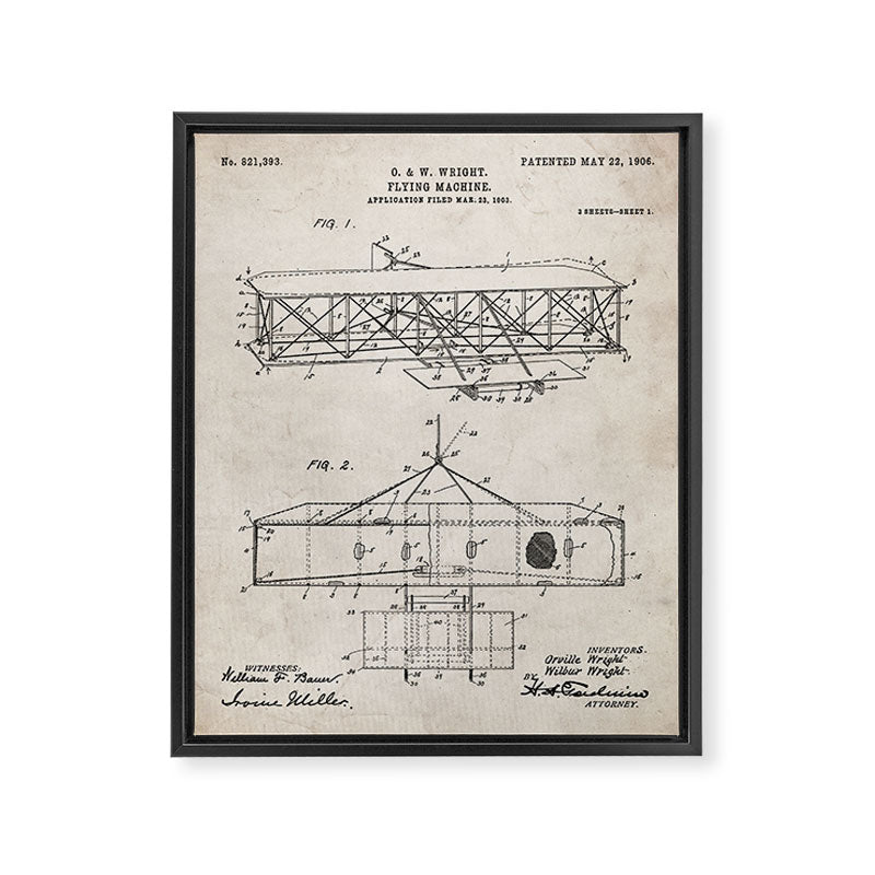 Wright Brother's Airplane Patent - Aviation History Art - Antique Framed Canvas Print Gallery Image 8