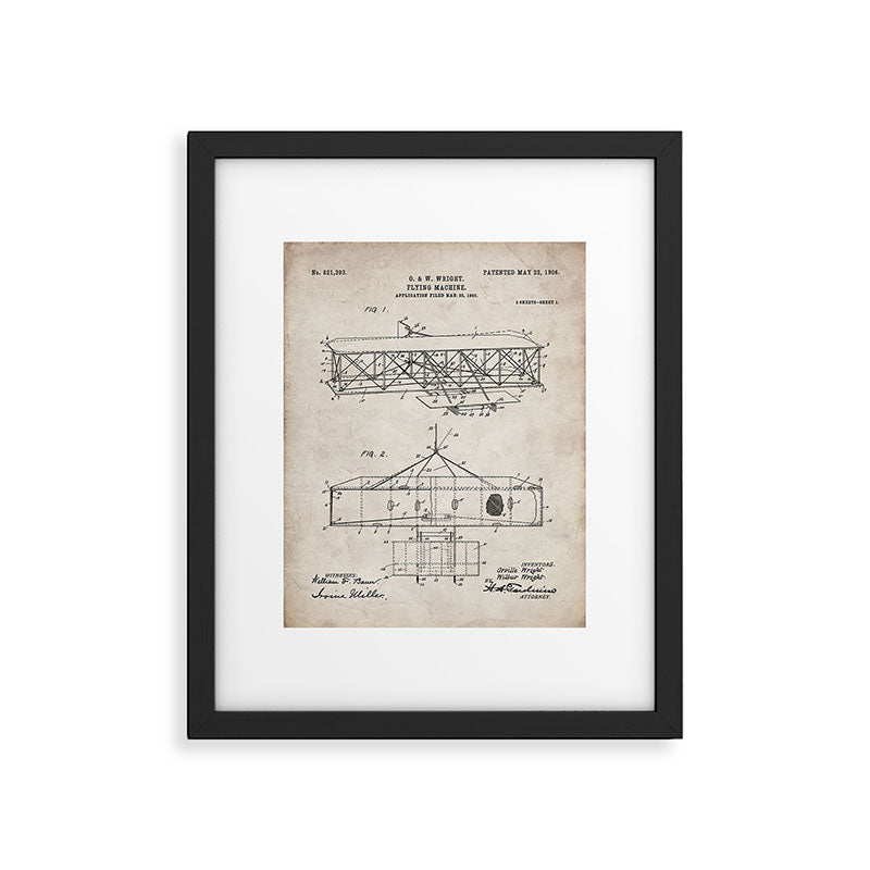 Wright Brother's Airplane Patent - Aviation History Art - Antique Framed Art Print Gallery Image 4