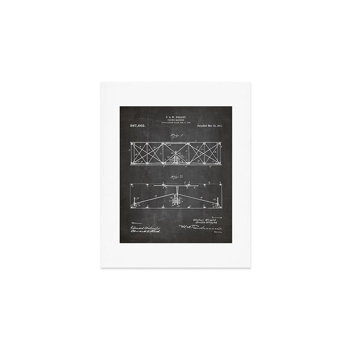 Wright Brother'S Plane Patent - Aviation Art - Black Chalkboard Art Print Gallery Image 1