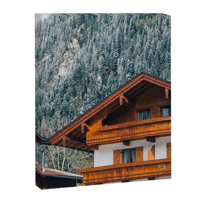 Alpine Architecture - Austria in Winter - Skiing Chalet Photgraphy Canvas Print Gallery Image 1