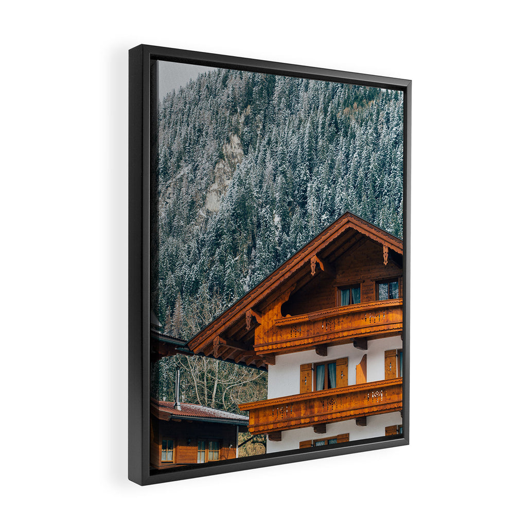 Alpine Architecture - Austria in Winter - Skiing Chalet Photgraphy Framed Canvas Print Gallery Image 2