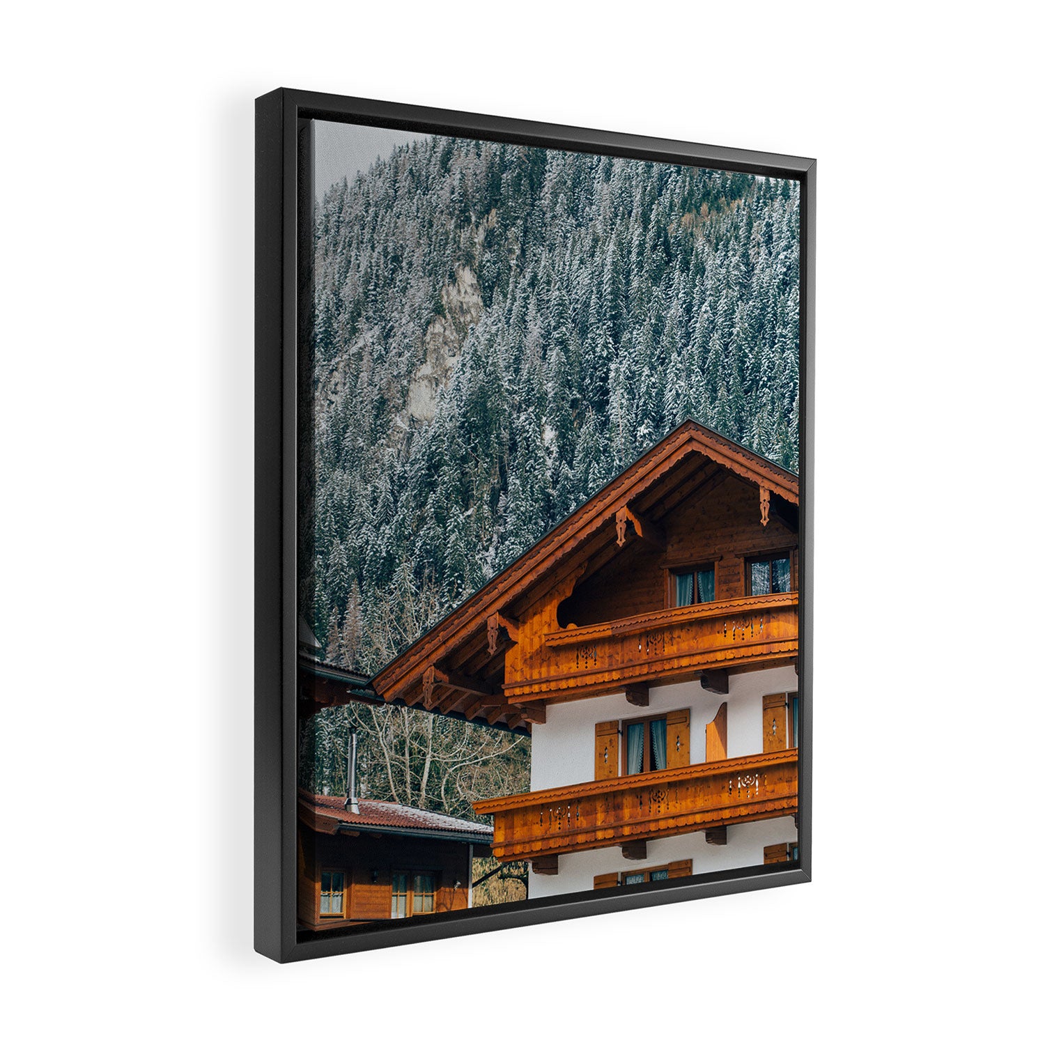 Alpine Architecture - Austria in Winter - Skiing Chalet Photgraphy Framed Canvas Print Gallery Image 2