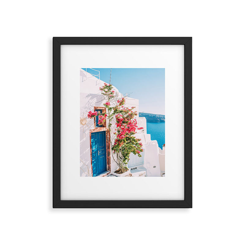 Blue Door in Santorini - Greece Travel Photography - Summer Island Framed Art Print Gallery Image 6